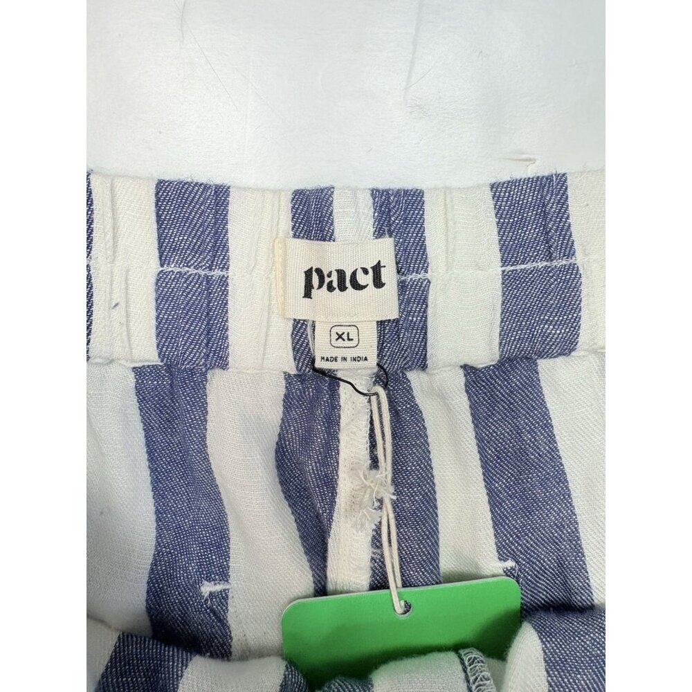 *New PACT Shorts Womens XL Blue White Striped Organic Cotton Granola Indie Boho - Picture 3 of 10